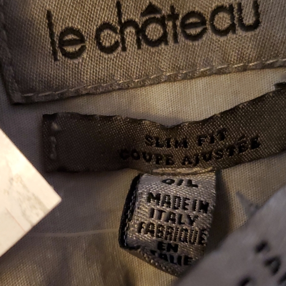 NWT le chateau Grey Large Dress Shirt Large Slim - Picture 11 of 11